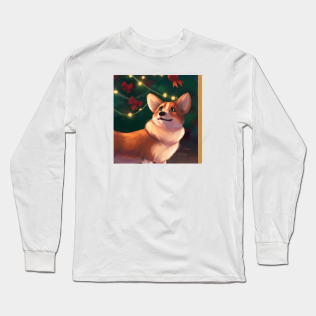 Cute Pembroke Welsh Corgi Drawing Long Sleeve T-Shirt by Play Zoo